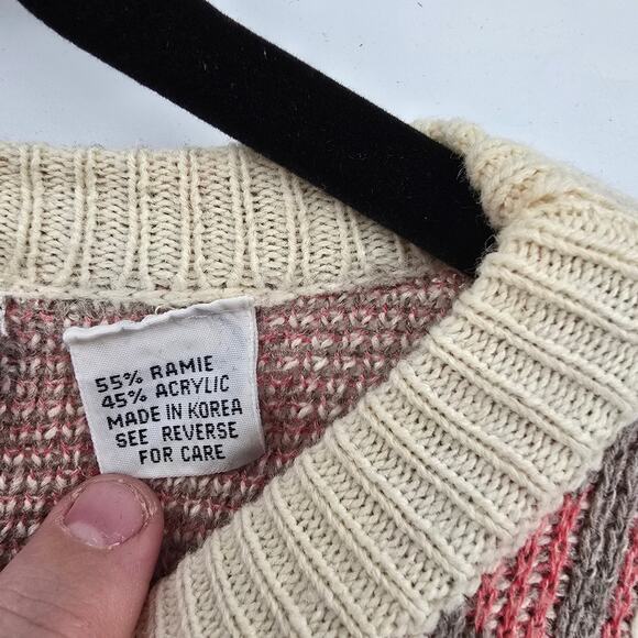 Via L.A. Vintage Women's Cottage Floral Dolman Sleeve Sweater Cream Pink Size M - Picture 7 of 9